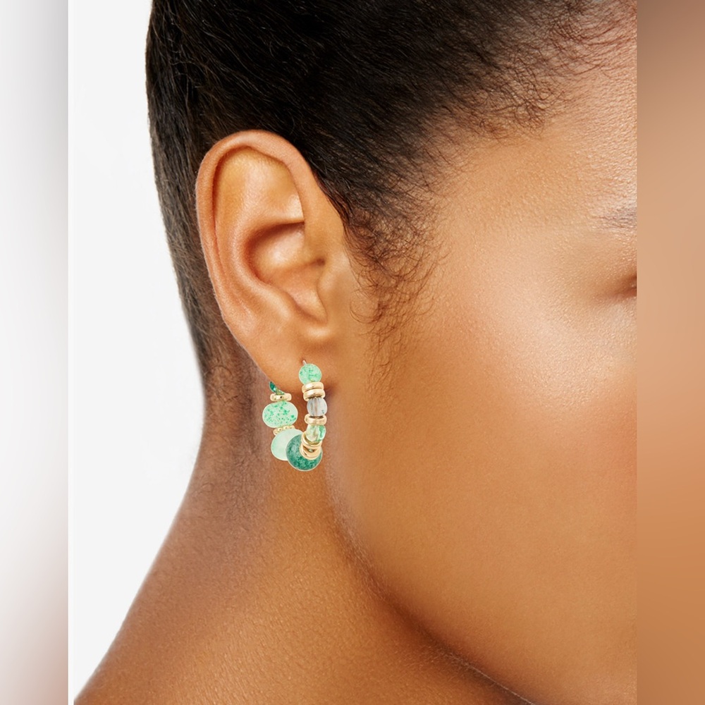 Style & Co Green and Gold Hoop Earrings